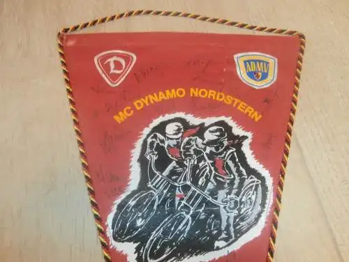 Wimpel Speedway Dynamo Nordstern Stralsund 60er Jahre ,mit Autogrammen der Fahrer ADMV , DDR , Motorsport , Rennsport