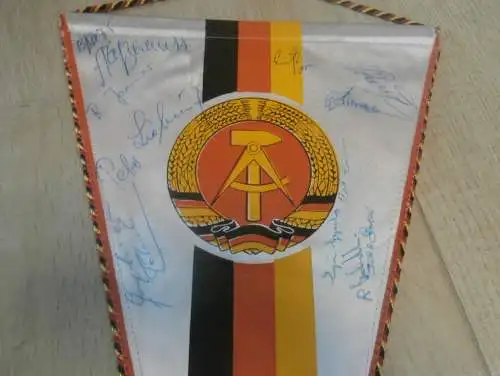 Wimpel Speedway Dynamo Nordstern Stralsund 60er Jahre ,mit Autogrammen der Fahrer ADMV , DDR , Motorsport , Rennsport
