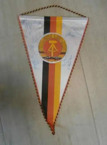 Wimpel Speedway Dynamo Nordstern Stralsund 60er Jahre ,mit Autogrammen der Fahrer ADMV , DDR , Motorsport , Rennsport