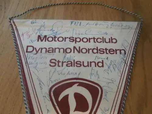 Wimpel Speedway Stralsund 18.06.1968, Weltmeisterschaft ,mit Autogrammen der Fahrer ADMV , DDR , Motorsport , Rennsport