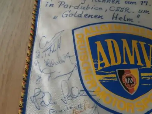 Wimpel Speedway Zlata Prilba Pardubice 19.9.1971 , mit Autogrammen der Fahrer , ADMV , Motorsport , Rennsport !!