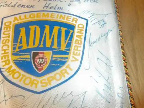 Wimpel Speedway Zlata Prilba Pardubice 19.9.1971 , mit Autogrammen der Fahrer , ADMV , Motorsport , Rennsport !!