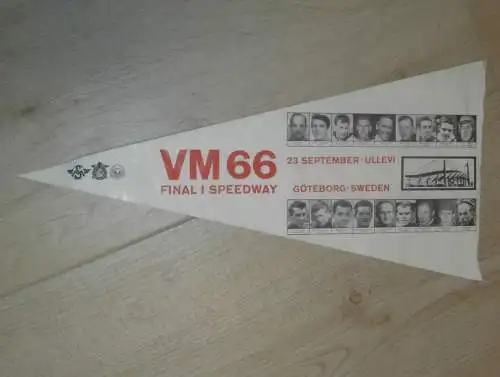 Speedway Wimpel , WM Finale 23.9.1966 in Göteborg , mit Fahrern , Motorsport !!