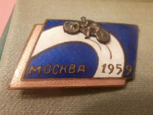 Speedway Moskau 1959 , Plakette / Abzeichen mit original Schatulle , Russland , UDSSR , Motorsport , Rennsport !!!