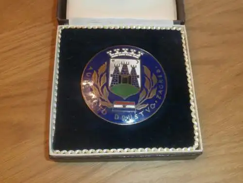 alte Plakette , Auto Moto Drust vo. Zagreb , Medaille , 56 mm , Motorsport , Rennsport !!!
