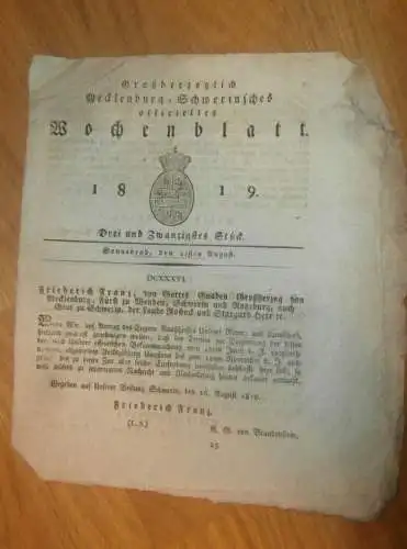 Mecklenburg - Schwerin 21.08.1819 , Volkszählung , Drechsler , Hagebök , Doberan , Forst , Lübz , Plau , Garvensdorf !
