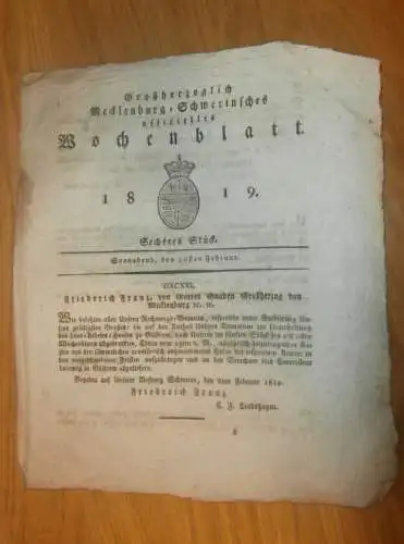 Mecklenburg - Schwerin 20.02.1819 , Ziegeleien , Mühlen , Büdner in Brenz , Neustadt , von Blücher - Gut Breesen !!!