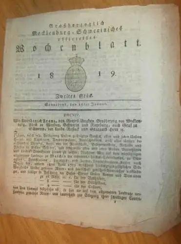 Mecklenburg - Schwerin 16.01.1819 , Hüfner in Mecklenburg , Löhne und Gehälter der Berufe / Arbeiter !!