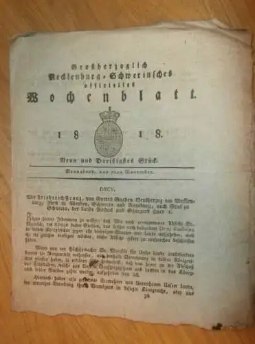Mecklenburg - Schwerin 7.11.1818 , Forst-Gericht , Grenadier Garde , Friedrich von Oertzen !!!