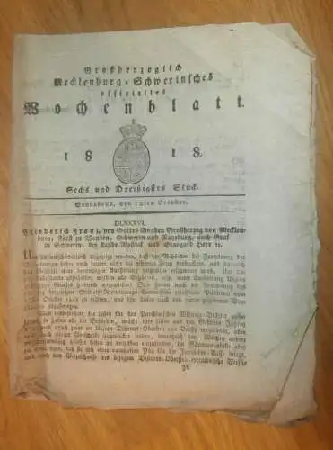 Mecklenburg - Schwerin 1.10.1818 , Credit-Verein , Jagd-Junker , Hypotheken-Ordnung !!!