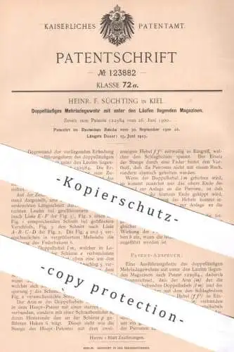 original Patent - Heinr. F. Süchting , Kiel , 1900 , Mehrladegewehr mit Doppellauf | Magazin - Gewehr | Waffen , Waffe