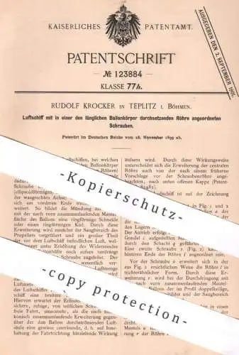 original Patent - Rudolf Krocker , Teplitz / Böhmen , 1899 , Luftschiff | Ballon , Ballonkörper , Zeppelin , Luftfahrt