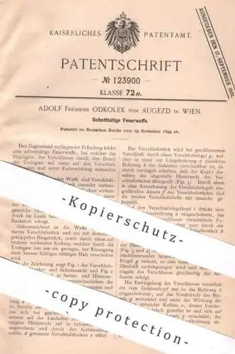 original Patent - Adolf Freiherr Odkolek von Augezd , Wien Österreich , 1899 , Feuerwaffe | Waffe , Waffen , Gewehr