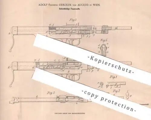original Patent - Adolf Freiherr Odkolek von Augezd , Wien Österreich , 1899 , Feuerwaffe | Waffe , Waffen , Gewehr