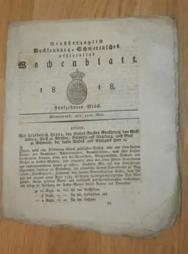 Mecklenburg - Schwerin 2.05.1818 Steuern für Hüfner, Post , Gut Manderow , Grabow , Hagenow , Gramkow , Striggow Beselin