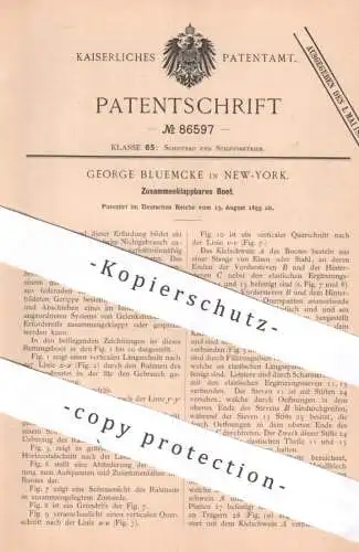 original Patent - George Bluemcke , New York , USA , 1895 , Zusammenklappbares Boot | Rettungsboot , Boote , Schiff !!