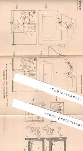 original Patent - Herrmann Beyer , Chemnitz , 1895 , Geldkassette für Pferdebahnwagen , Automat | Opferstock , Schloss