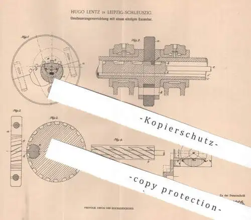 original Patent - Hugo Lentz , Leipzig / Schleuszig , 1902 , Umsteuerung mit Exzenter | Motor , Dampfmaschine