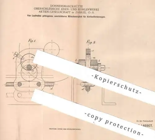 original Patent - Donnersmarckhütte Oberschlesische Eisen- & Kohlenwerke AG Zabrze , Schlesien | 1903 | Kettenförderung