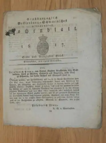 Mecklenburg - Schwerin 15.11.1817 , Abstellung der Bettelei , Tierarzt Windel , Gut Wiebendorf , Klein Lunow , Damshagen