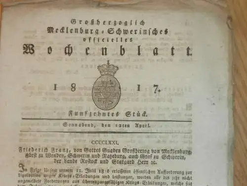 Mecklenburg - Schwerin 12.04.1817 , Kriegs-Erleidungen , Räuber-Bande  , Anführer der Jude Salomon Glaßberg , Manderow !