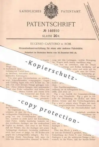 original Patent - Eugenio Cantono , Rom , Italien , 1902 , Stromabnehmervorrichtung für elektr. Fahrzeuge | Eisenbahn !