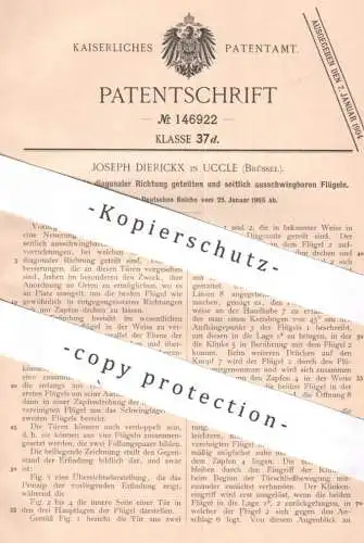 original Patent - Joseph Dierickx , Uccle , Brüssel , 1903 , Tür mit seitlich ausschwingbaren Flügeln | Türen , Fenster