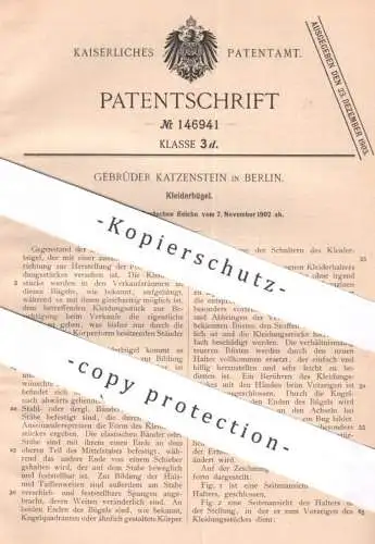 original Patent - Gebrüder Katzenstein , Berlin , 1902 , Kleiderbügel | Mode , Büste , Schaufensterpuppe , Kleidung !!