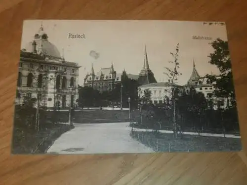 alte AK - Rostock , 1909 , Wallstrasse , Ansichtskarte !!