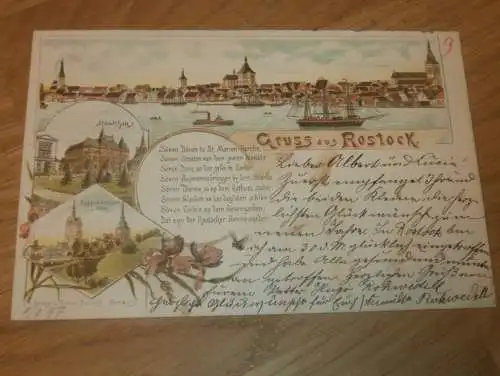 alte AK - Rostock , 1897 , Litho , Ansichtskarte !!