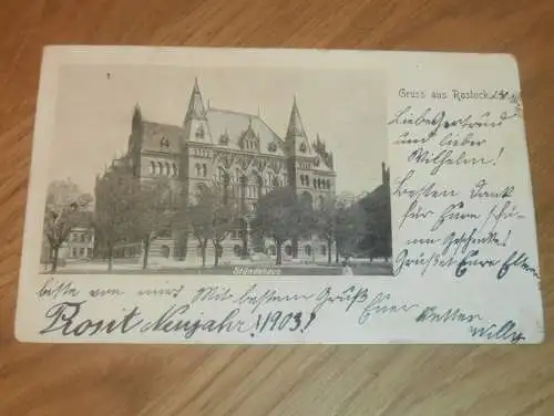 alte AK - Rostock , 1903 , Ständehaus , Ansichtskarte !!