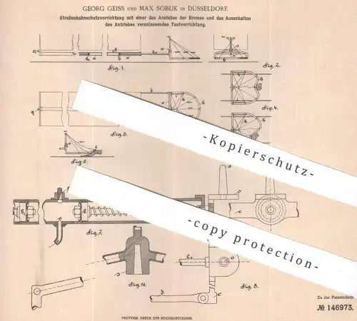 original Patent - Georg Geiss , Max Soblik , Düsseldorf |1902 | Straßenbahn - Schutzvorrichtung | Eisenbahn , Bremse