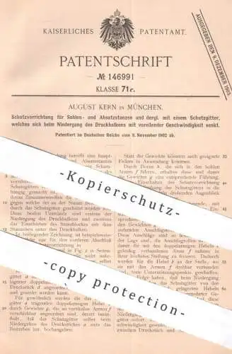 original Patent - August Kern , München | 1902 | Schutz für Sohlenstanzen , Absatzstanzen | Sohle , Schuhe , Schuster