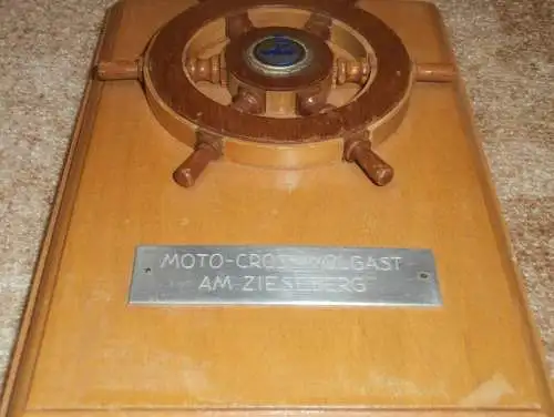 Moto Cross Wolgast 1966 , Silbernes Steuerrad vom Gewinner Paul Friedrichs , Weltmeister im Motocross , DDR , Peenewerft
