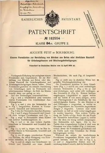 Original Patentschrift - A. Petit in Bourbourg , 1904 , Eiserne Form aus Beton !!!