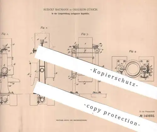 original Patent - Rudolf Baumann , Zürich / Oerlikon , Schweiz | 1901 | zerlegbarer Kupolofen | Ofen , Öfen , Herd !!!