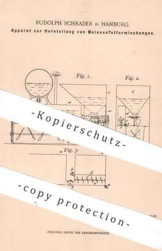 original Patent - Rudolph Schrader , Hamburg | 1900 | Herst. von Melassefuttermischung | Melasse , Zucker Zuckerfabrik