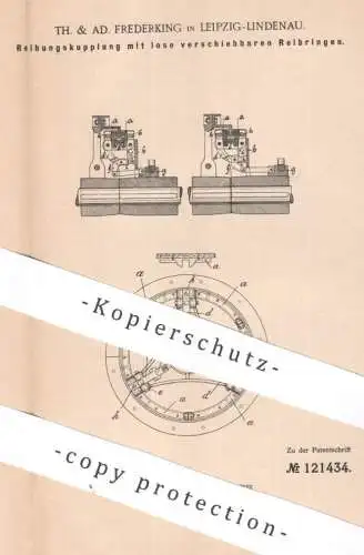 original Patent - Th. & Ad. Frederking , Leipzig / Lindenau , 1900 , Reibungskupplung | Kupplung | Eisenbahn , Fahrzeuge