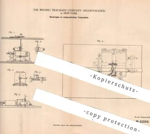 original Patent - The Writing Telegraph Company Inc. New York , USA | 1886 | autographische Telegraphen | Telegraph !!