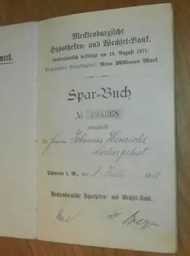 altes Sparbuch Ludwigslust , 1913 - 1917 , Johannes Hinrichs in Ludwigslust i. Mecklenburg , Sparkasse , Bank