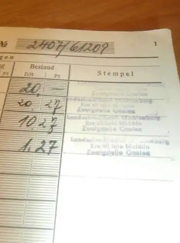 altes Sparbuch Gnoien , ca. 1950 , Gnoien i. Mecklenburg , Sparkasse , Bank !!