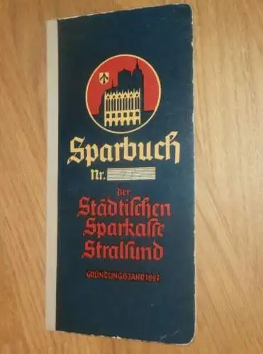 altes Sparbuch Stralsund , 1938 - 1944 , Heinz und Walter Möllendorf in Stolpe i. Mecklenburg , Sparkasse , Bank !!