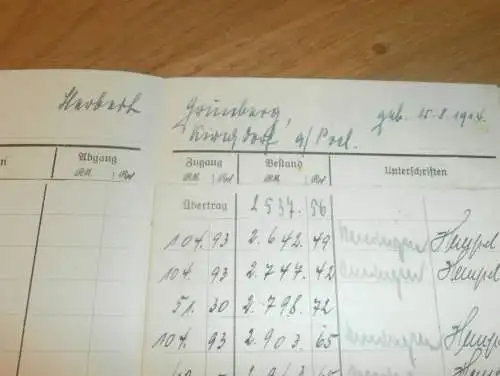 altes Sparbuch Wismar , 1941 - 1945 , Herbert Grünberg in Kirchdorf a. Poel i. Mecklenburg , Sparkasse , Bank !!
