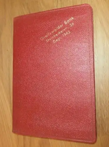 altes Sparbuch Greifswald , 1942 - April 1945 , Friedrich Karl Schroeder in Greifswald , Mecklenburg , Sparkasse , Bank