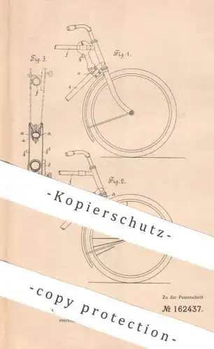 original Patent - C. Ad. Heine , Hamburg | 1903 | Sicherheitsschloss für Fahrräder | Fahrrad - Schloss | bicycle !!