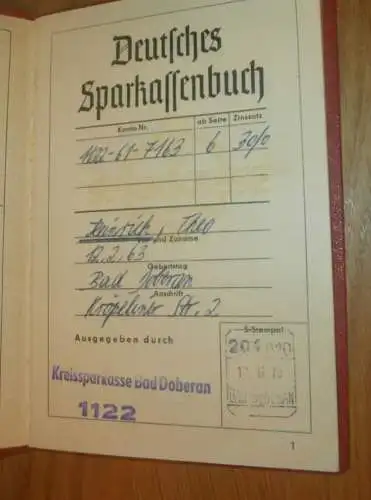 altes Sparbuch Bad Doberan , 1970 - 1979 , Theo Heinrich in Bad Doberan i. Mecklenburg , Elmenhorst  Sparkasse , Bank !