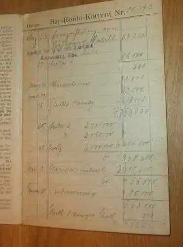 altes Sparbuch Boizenburg , 1922 - 1923 , N. Tennigkeit in Boizenburg i. Mecklenburg , Sparkasse , Bank !!