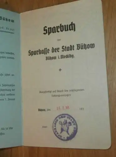 altes Sparbuch Bützow , 1938 - 1945 , Clemens Vedona in Laase i. Mecklenburg , Sparkasse , Bank !!