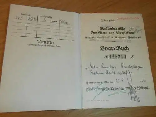 altes Sparbuch Parchim ,1941 , Anneliese Rondeshagen in Parchim i. Mecklenburg , Sparkasse !!