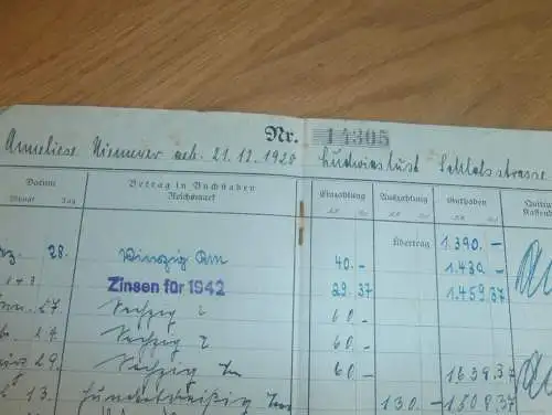 altes Sparbuch Ludwigslust ,1938 - 1946, Anneliese Niemeyer in Ludwigslust i. Mecklenburg , Sparkasse !!